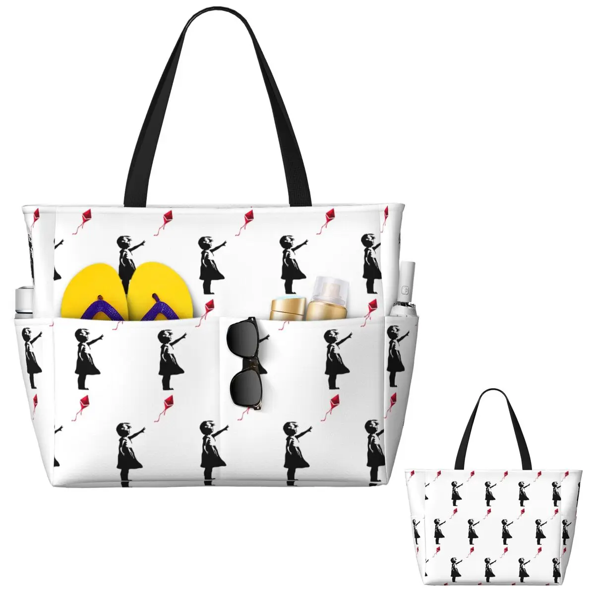 Yoga Fitness Tote - Ethereum X Banksy Balloon Girl Beach