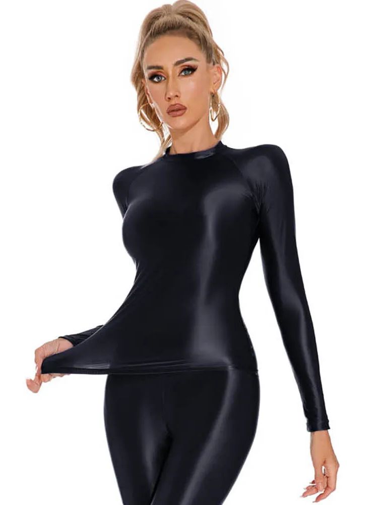 Yoga Fitness Fit Club - Brilhante brilhante elasitc camisa de manga