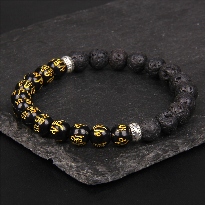 Yoga Fitness Gifts - Pulseira de pedra de lava natural,