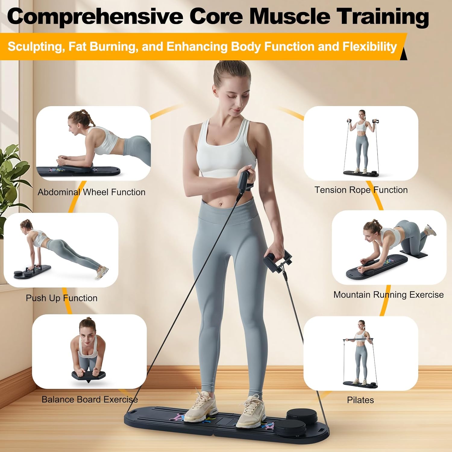 Ab Wheel Roller - Portátil multifuncional 6-em-1 pilates reformadores máquina
