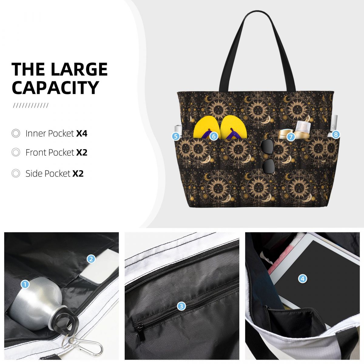 Bolsa de praia Boho Golden Cre - Yoga Fitness Tote avaliação e preço