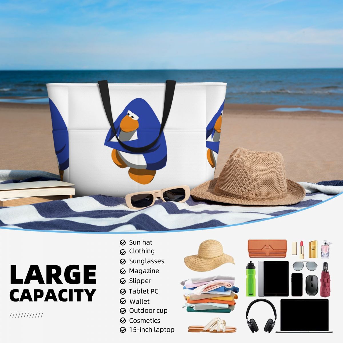 Clube pinguim boi praia sacola - Yoga Fitness Tote avaliação e preço
