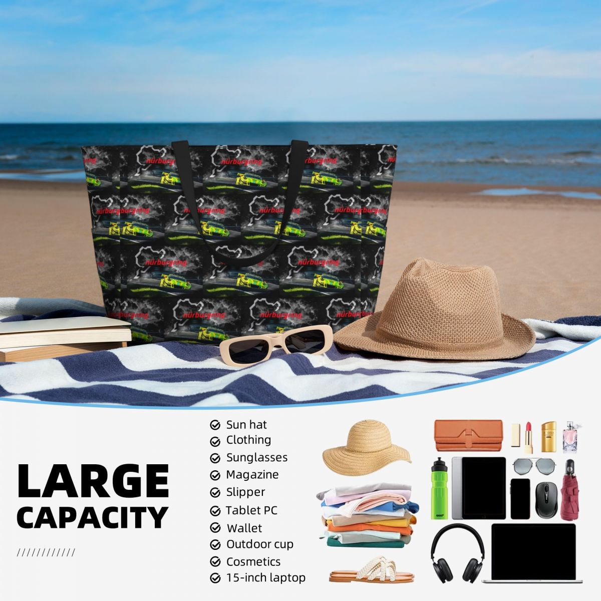 Bolsa tote de praia com estamp - Yoga Fitness Tote avaliação e preço